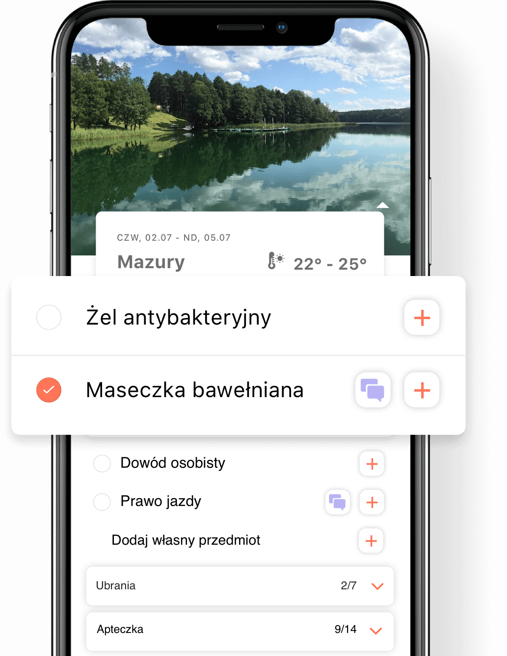 Packing list - mobile app